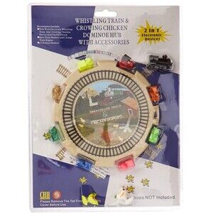 2 in 1 Dominoes Center Hub Starter Piece Chicken Domino & Mexican Train w/ Sound